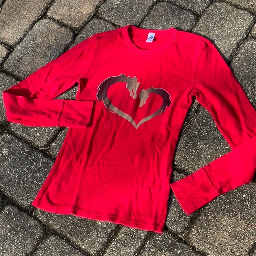 OTOMIX THERMAL HEART PRINT LONG SLEEVE SHIRT, SIZE MEDIUM